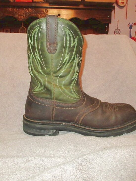 Ariat Sierra Shock Shield Steel Toe Work Boots Mens 12 D Green Leather Western main image 4